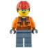 Construction Worker - Female, Orange Safety Jacket, Reflective Stripe, Sand Blue Hoodie, Sand Blue Legs, Red Construction Helmet with Dark Brown Ponytail Hair – ГРАДСКИ
