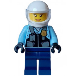 Police - City Motorcyclist Female, Safety Vest with Police Badge, Dark Blue Legs, White Helmet, Trans-Clear Visor – ГРАДСКИ