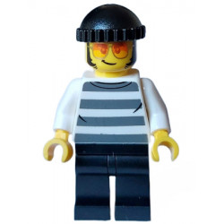Police - City Bandit Crook Male, White Shirt with Dark Bluish Gray Prison Stripes, Black Legs, Black Knit Cap, Sunglasses – ГРАДСКИ