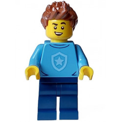 Police - City Officer in Training Male, Medium Blue Shirt with Badge, Dark Blue Legs, Reddish Brown Hair, Open Mouth Smile – ГРАДСКИ