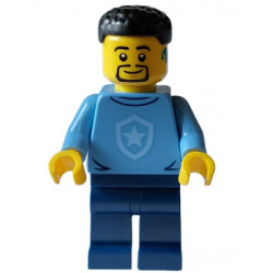 Police - City Officer in Training Male, Medium Blue Shirt with Badge, Dark Blue Legs, Black Short Hair, Beard, Hearing Aid – ГРАДСКИ