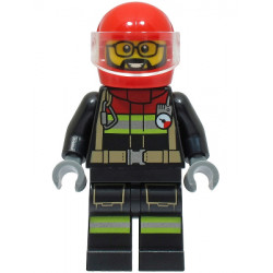 Fire - Male, Black Jacket and Legs with Reflective Stripes and Red Collar, Red Helmet, Trans-Clear Visor – ГРАДСКИ