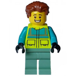 Paramedic - Male, Dark Turquoise and Neon Yellow Safety Vest, Sand Green Legs, Reddish Brown Hair, Open Mouth Smile – ГРАДСКИ