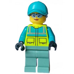 Paramedic - Female, Dark Turquoise and Neon Yellow Safety Vest, Sand Green Legs, Dark Turquoise Cap with Black Ponytail Hair, Safety Glasses – ГРАДСКИ