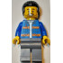 Lawn Mower Operator - Male, Blue Jacket with Diagonal Lower Pockets and Orange Stripes, Dark Bluish Gray Legs, Black Coiled Hair, Stubble – ГРАДСКИ
