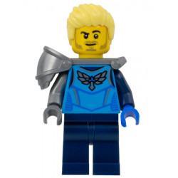 Stuntz Driver - Male, Dark Azure Racing Shirt with Silver Wings Logo, Dark Blue Legs, Flat Silver Shoulder Armor, Bright Light Yellow Spiked Hair Swept Up, Stubble – ГРАДСКИ