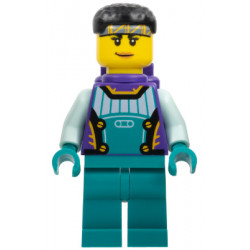 Stuntz Driver - Female, Dark Purple and Dark Turquoise Racing Suit with Light Aqua Arms, Dark Purple Air Tanks, Black Short Hair – ГРАДСКИ