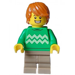 Cozy House Resident - Male, Bright Green Sweater with Bright Light Yellow Zigzag Lines, Dark Tan Medium Legs, Dark Orange Hair – ГРАДСКИ