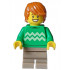 Cozy House Resident - Male, Bright Green Sweater with Bright Light Yellow Zigzag Lines, Dark Tan Medium Legs, Dark Orange Hair – ГРАДСКИ