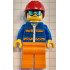 Construction Worker - Female, Blue Jacket with Diagonal Lower Pockets and Orange Stripes, Orange Legs, Red Construction Helmet with Dark Brown Ponytail Hair, Goggles – ГРАДСКИ