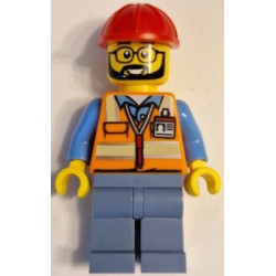 Construction Worker - Male, Orange Safety Vest with Reflective Stripes, Sand Blue Legs, Red Construction Helmet – ГРАДСКИ