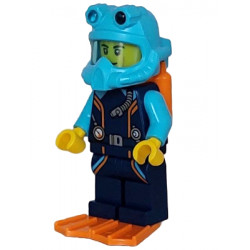 Arctic Explorer Diver - Male, Dark Blue Diving Suit, Orange Air Tanks and Flippers, Medium Azure Helmet – ГРАДСКИ