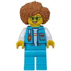 Arctic Explorer Researcher - Female, Medium Azure Jacket with Flash Drive, Medium Azure Legs, Medium Nougat Hair, Glasses – ГРАДСКИ