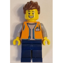 Convenience Store Worker - Male, Orange Open Vest, Dark Blue Legs, Reddish Brown Hair – ГРАДСКИ