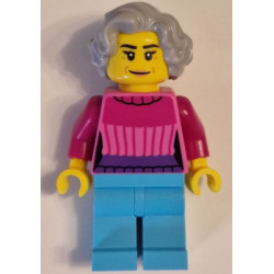 Apartment Building Resident - Female, Dark Pink Sweater, Medium Azure Legs, Light Bluish Gray Wavy Hair – ГРАДСКИ