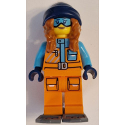 Arctic Explorer - Female, Orange Jacket, Dark Orange Braids with Dark Blue Beanie, Medium Azure Goggles, Dark Bluish Gray Snowshoes – ГРАДСКИ