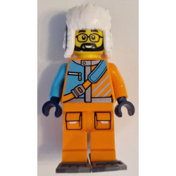 Arctic Explorer - Male, Orange and Medium Azure Jacket, Dark Blue Ushanka Hat, Black Beard, Glasses, Dark Bluish Gray Snowshoes – ГРАДСКИ