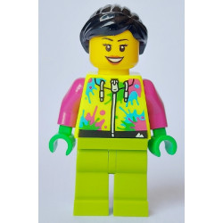 Mountain Bike Cyclist - Female, Neon Yellow Jacket with Paint Splotches, Lime Legs, Black Hair – ГРАДСКИ