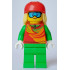 Skier - Female, Red Top, Bright Green Legs, Red Sports Helmet, Bright Light Yellow Long Hair, Ski Goggles – ГРАДСКИ