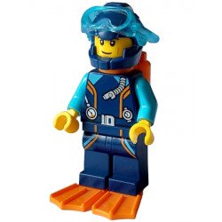 Arctic Explorer Diver - Male, Dark Blue Diving Suit and Helmet, Orange Air Tanks and Flippers, Trans-Light Blue Diver Mask, Grin – ГРАДСКИ