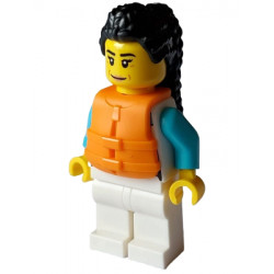 Arctic Explorer - Female, White Jacket over Medium Azure Shirt, White Legs, Black Hair, Orange Life Jacket – ГРАДСКИ