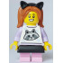 Child - Girl, White Top with Raccoon, Bright Pink Short Legs, Dark Orange Pigtails, Black Skirt and Cat Ears – ГРАДСКИ