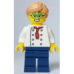 Pizza Chef - Female, White Torso with 8 Buttons, Dark Blue Legs, Nougat Hair, Glasses – ГРАДСКИ