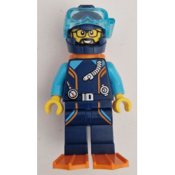Arctic Explorer Diver - Male, Dark Blue Diving Suit and Helmet, Orange Air Tanks and Flippers, Trans-Light Blue Diver Mask, Beard and Glasses – ГРАДСКИ