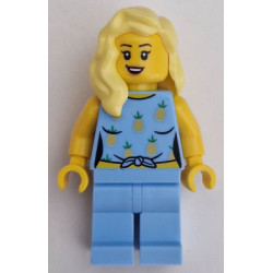 Car Driver - Female, Bright Light Blue Knotted Top with Pineapples and Legs, Bright Light Yellow Hair – ГРАДСКИ