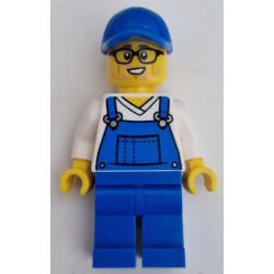 Car Cleaner - Male, Blue Overalls over V-Neck Shirt, Blue Legs, Blue Cap, Glasses, Stubble – ГРАДСКИ