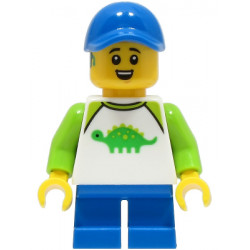 Boy - White Dinosaur Shirt with Lime Sleeves, Blue Short Legs, Blue Cap – ГРАДСКИ