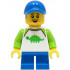 Boy - White Dinosaur Shirt with Lime Sleeves, Blue Short Legs, Blue Cap – ГРАДСКИ