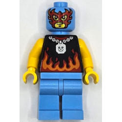 Taco Monster Truck Driver - Male, Black Sleeveless Shirt with Flames, Medium Blue Legs, Wrestling Mask – ГРАДСКИ