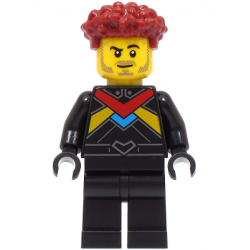 Race Car Driver - Male, Black Racing Suit with Red, Dark Azure and Bright Light Orange Stripes, Dark Red Hair – ГРАДСКИ