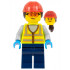 Airport Worker - Female, Neon Yellow Safety Vest, Dark Blue Legs, Red Construction Helmet with Dark Brown Ponytail Hair, Safety Glasses – ГРАДСКИ