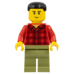 Plane Passenger - Male, Red Plaid Flannel Shirt, Olive Green Legs, Black Short Hair – ГРАДСКИ