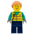 Airport Worker - Female, Neon Yellow Safety Vest with Radio, Dark Blue Legs, Nougat Ponytail Hair, Hearing Aid – ГРАДСКИ