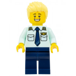 Passenger Plane Pilot - Male, Light Aqua Uniform Shirt with Tie, Dark Blue Legs, Bright Light Yellow Spiked Hair Swept Up – ГРАДСКИ