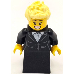 Carol Singer - Female, Black Suit Jacket with White Button Up Shirt, Black Skirt, Bright Light Yellow Spiked Hair – ГРАДСКИ