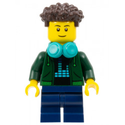 Video Game Player - Male, Dark Green Hoodie, Dark Blue Medium Legs, Dark Brown Coiled Hair, Dark Turquoise Headphones – ГРАДСКИ