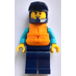Water Scooter Driver - Male, Dark Blue Diving Suit and Dirt Bike Helmet, Orange Life Jacket, Lopsided Smirk – ГРАДСКИ