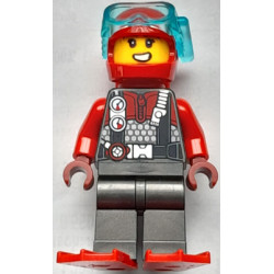 Diver - Female, Red Helmet, Air Tanks, and Flippers – ГРАДСКИ
