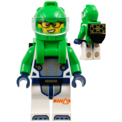 Astronaut - Male, White Spacesuit with Bright Green Arms, Bright Green Helmet, Trans-Clear Visor, Bright Green Harness with Solar Panel, Glasses – ГРАДСКИ