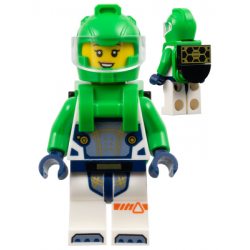 Astronaut - Female, White Spacesuit with Bright Green Arms, Bright Green Helmet, Trans-Clear Visor, Bright Green Harness with Solar Panel, Open Mouth – ГРАДСКИ