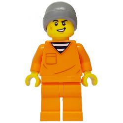 Police - City Jail Prisoner Male, Orange Prison Jumpsuit, Dark Bluish Gray Beanie, Scruff Mark – ГРАДСКИ