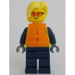 Police - City Officer Male, Neon Yellow Safety Vest, Orange Safety Glasses and Life Jacket, Bright Light Yellow Hair – ГРАДСКИ