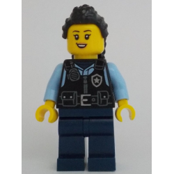 Police - City Officer Female, Black Safety Vest with Silver Star Badge Logo, Dark Blue Legs, Black Hair Long with Braided Ponytail – ГРАДСКИ