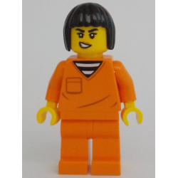 Police - City Jail Prisoner Female, Orange Prison Jumpsuit, Black Bob Cut Hair Short – ГРАДСКИ