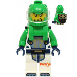 Astronaut - Male, White Spacesuit with Bright Green Arms, Bright Green Helmet, Trans-Clear Visor, Bright Green Harness with Solar Panel, Goatee – ГРАДСКИ