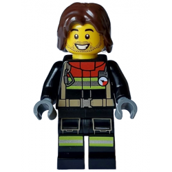 Fire - Male, Black Jacket and Legs with Reflective Stripes and Red Collar, Dark Brown Hair Mid-Length Tousled – ГРАДСКИ